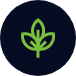 a black circle that contains a green outline of leaves.