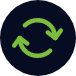 a black circle that contains a green recycling logo within it.