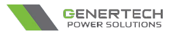 The Genertech logo which is a green and grey rhombus with grey all caps text next to it that reads 'GENERTECH POWER SOLUTIONS', the 'G' in 'GENERTECH' is green.