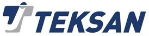 a blue logo that reads 'TEKSAN', before the text there is a 'T' that's split in the middle, the left half is blue and the right half is grey, in between the two halves there is a white 'J that's mad eup of ngative space.