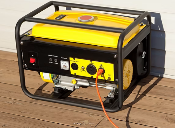 a yellow and black portable generator caterpillar that's used as backup power for light-duty locations like residential lots.