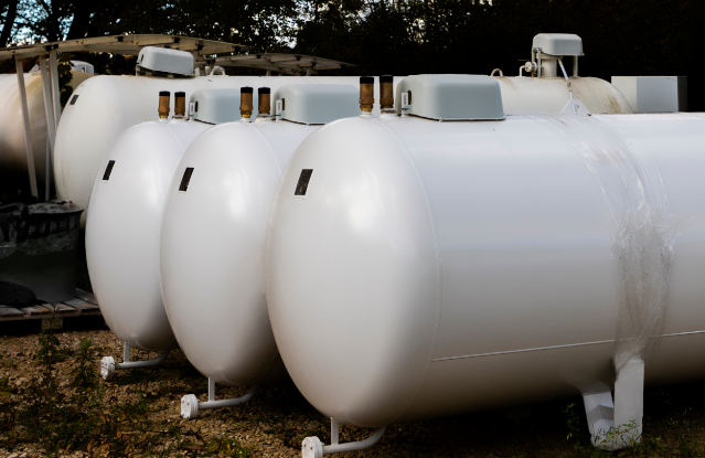 This is a stock image of 4 big diesel tanks, they are grey and shaped like a cylinder.