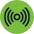 a green circle that contains a black drawing of a sensor single.
